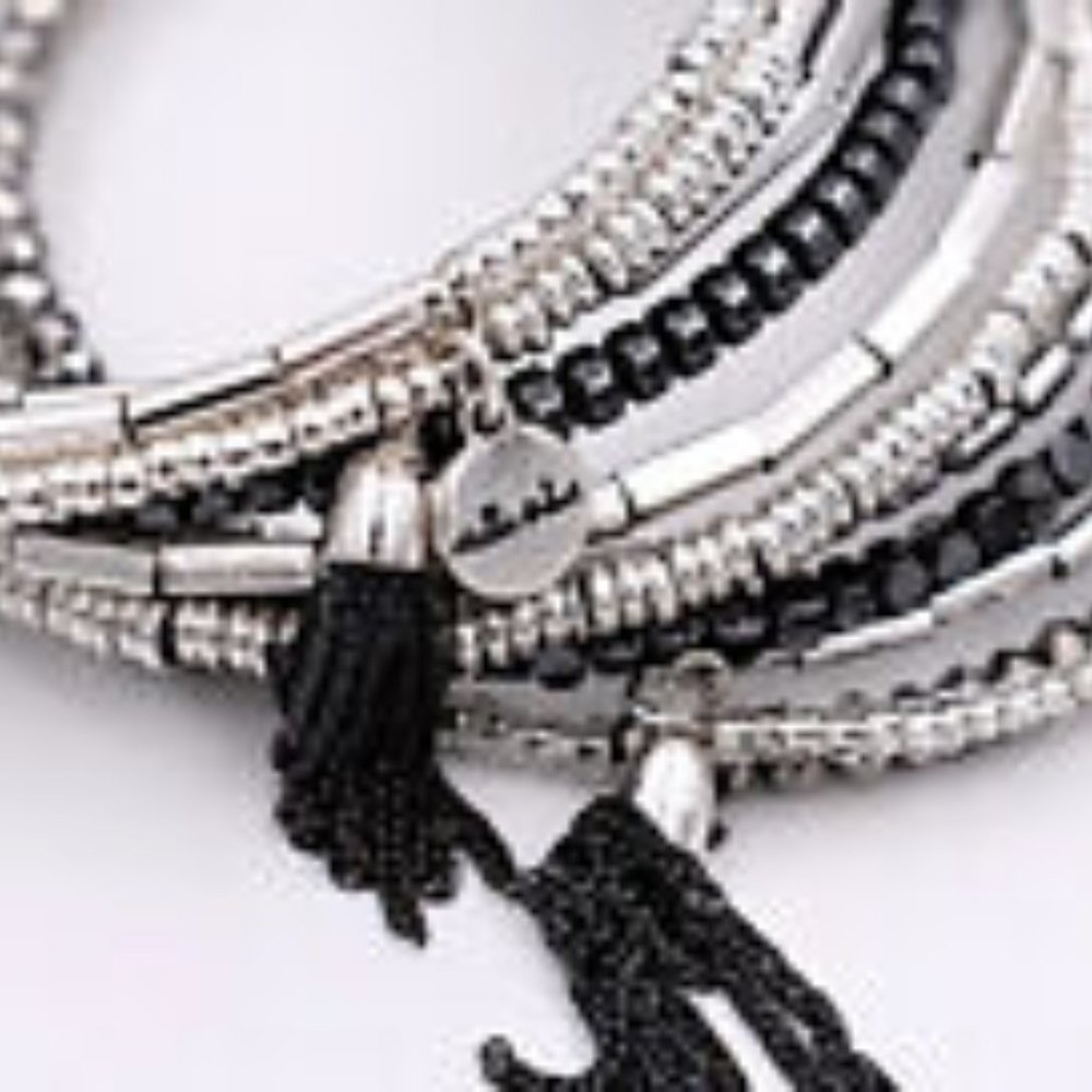 NEW! Stella & Dot Celine Wrap Bracelet Silver Beaded